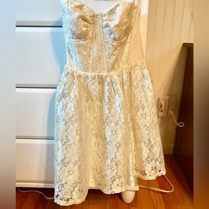 Strapless White Lace Dress